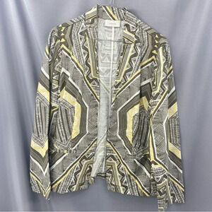 Chico’s Shimmer Heidi Geometric Print Linen Blend Cardigan Jacket Size 1 Medium